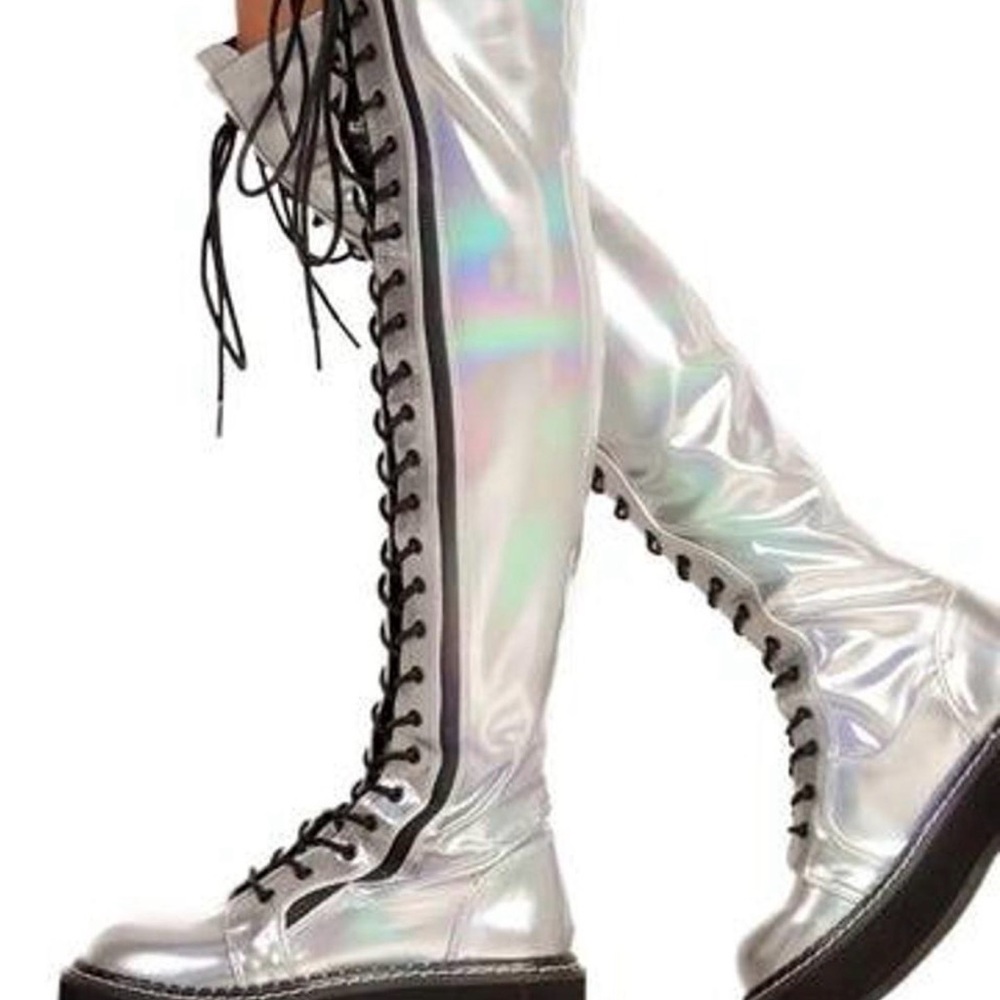 Demonia Hologram Thigh High Boots